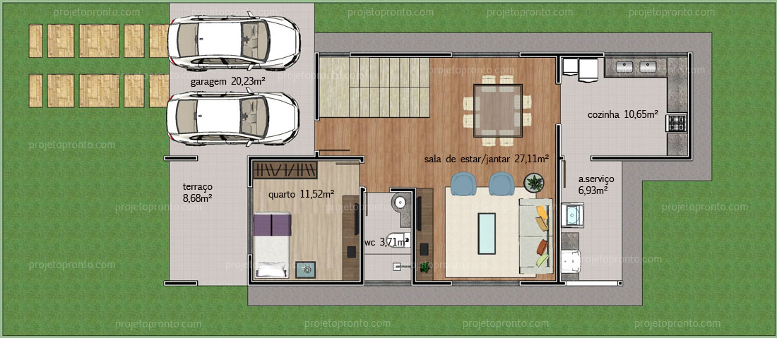 Projeto Pronto Casa Duplex 2 Quartos P02