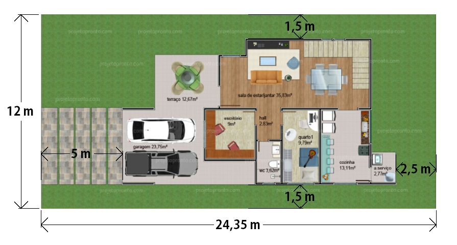 projeto pronto, plantas para construir, projetos de casas