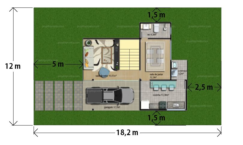 projeto pronto, plantas para construir, projetos de casas